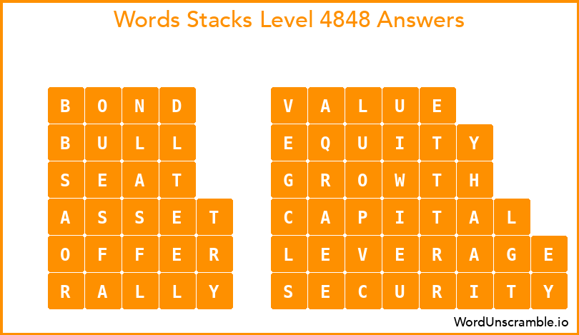 Word Stacks Level 4848 Answers