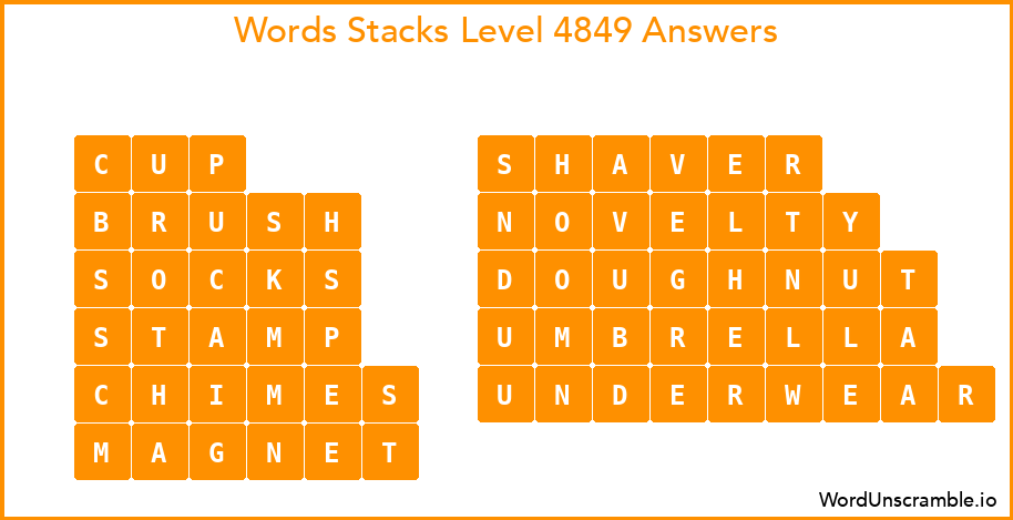 Word Stacks Level 4849 Answers