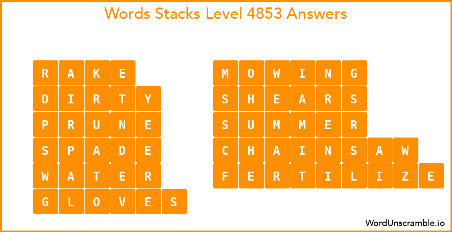 Word Stacks Level 4853 Answers