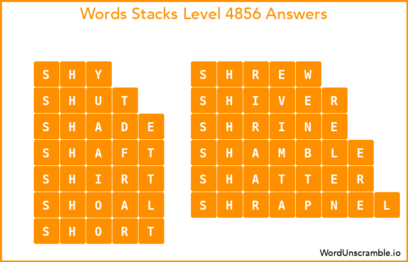Word Stacks Level 4856 Answers
