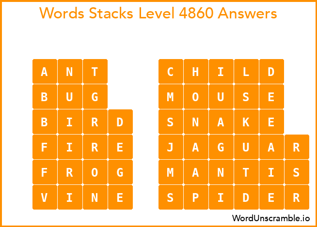Word Stacks Level 4860 Answers