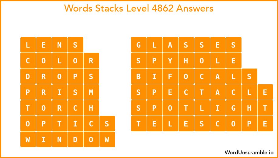 Word Stacks Level 4862 Answers