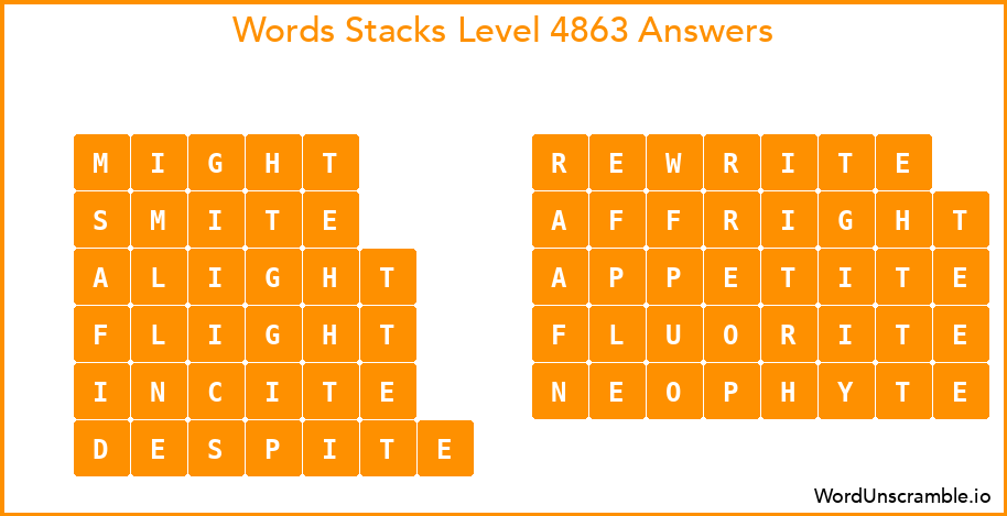 Word Stacks Level 4863 Answers