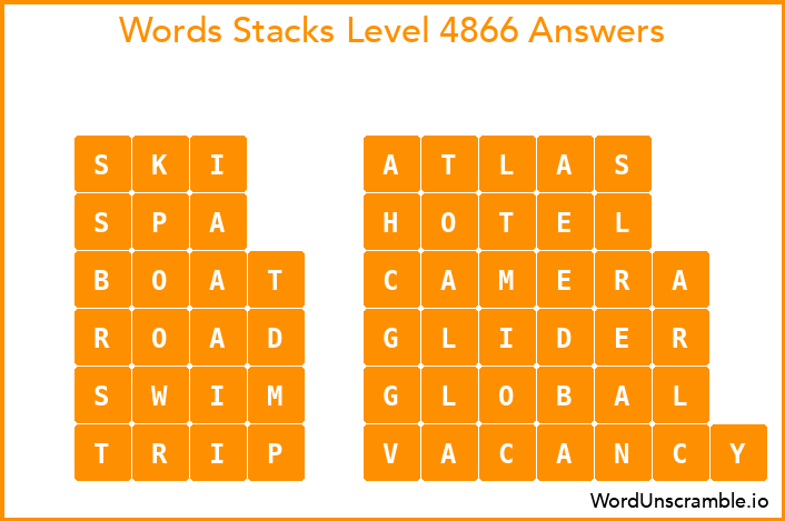 Word Stacks Level 4866 Answers