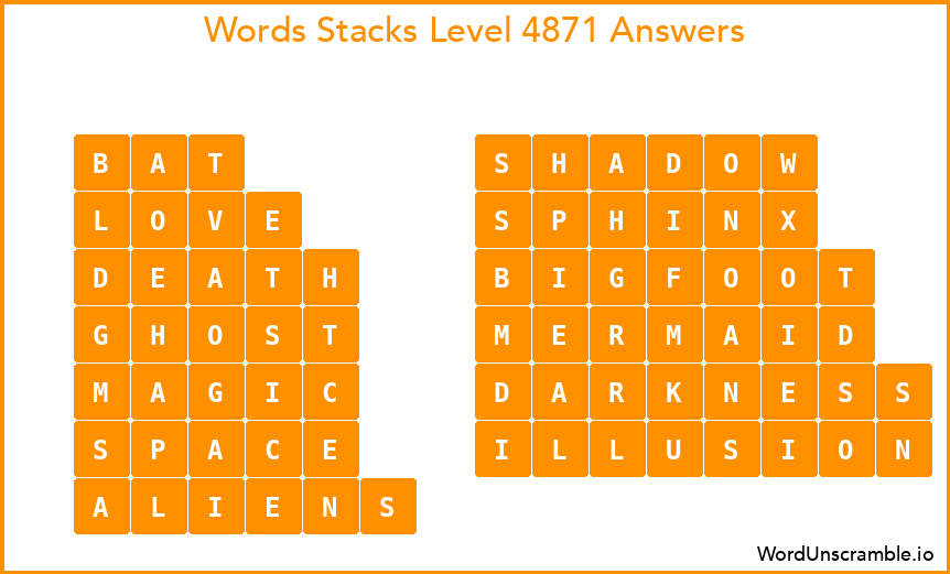 Word Stacks Level 4871 Answers