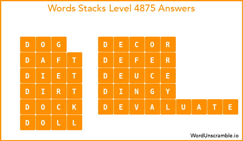 Word Stacks Level 4875 Answers