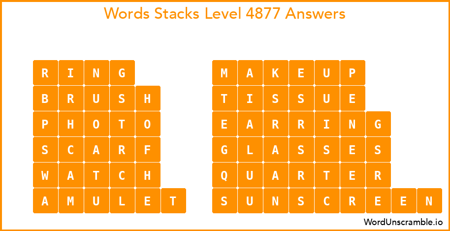 Word Stacks Level 4877 Answers