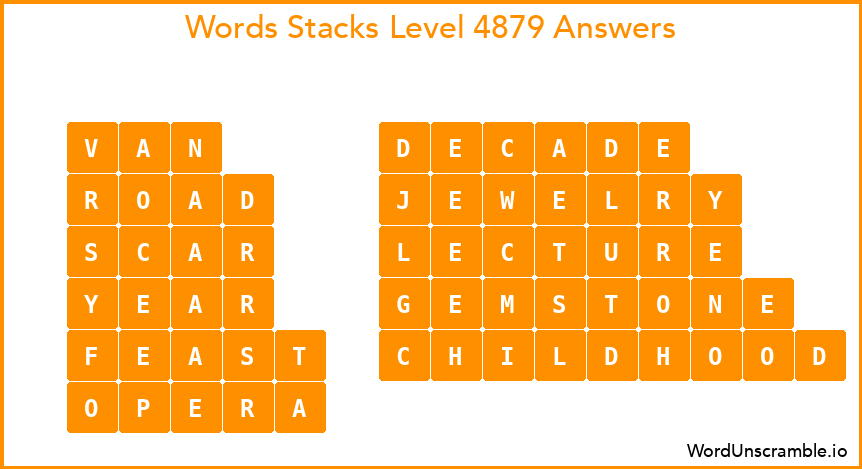 Word Stacks Level 4879 Answers