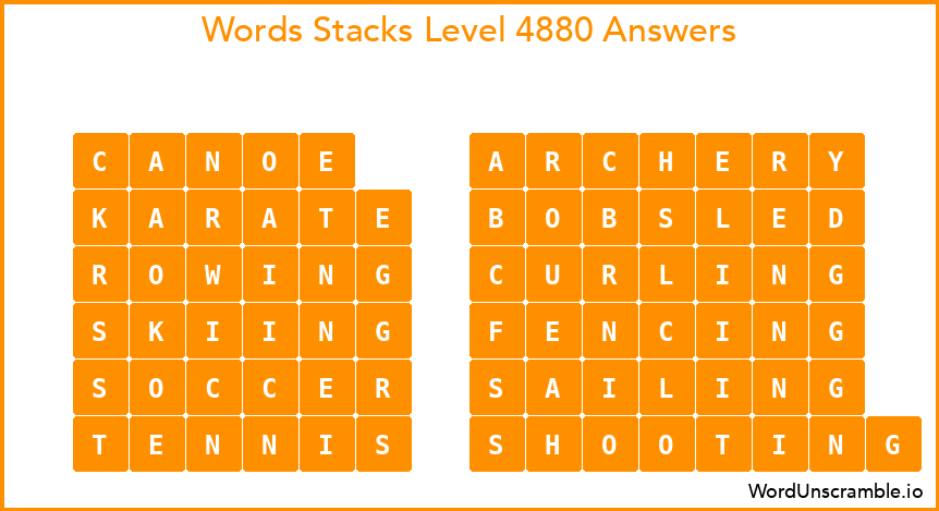 Word Stacks Level 4880 Answers