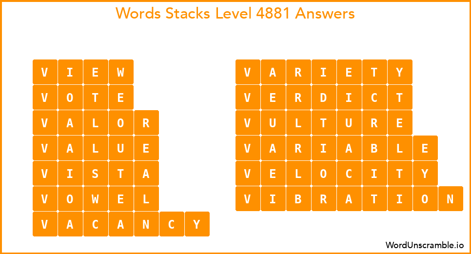 Word Stacks Level 4881 Answers