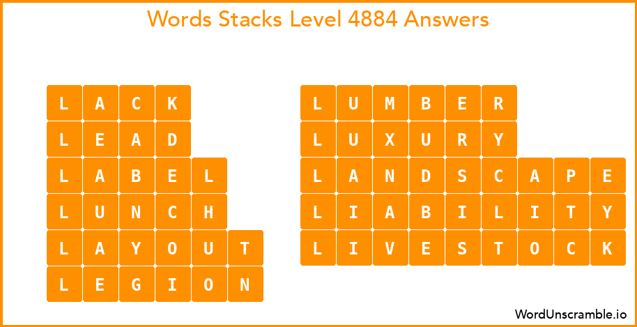 Word Stacks Level 4884 Answers