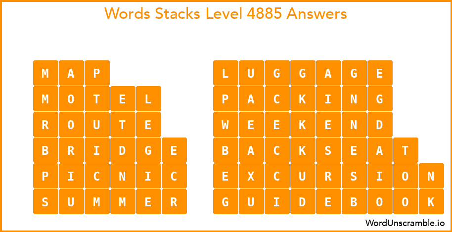 Word Stacks Level 4885 Answers