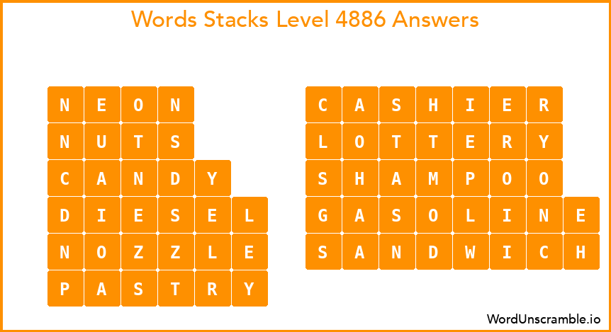 Word Stacks Level 4886 Answers