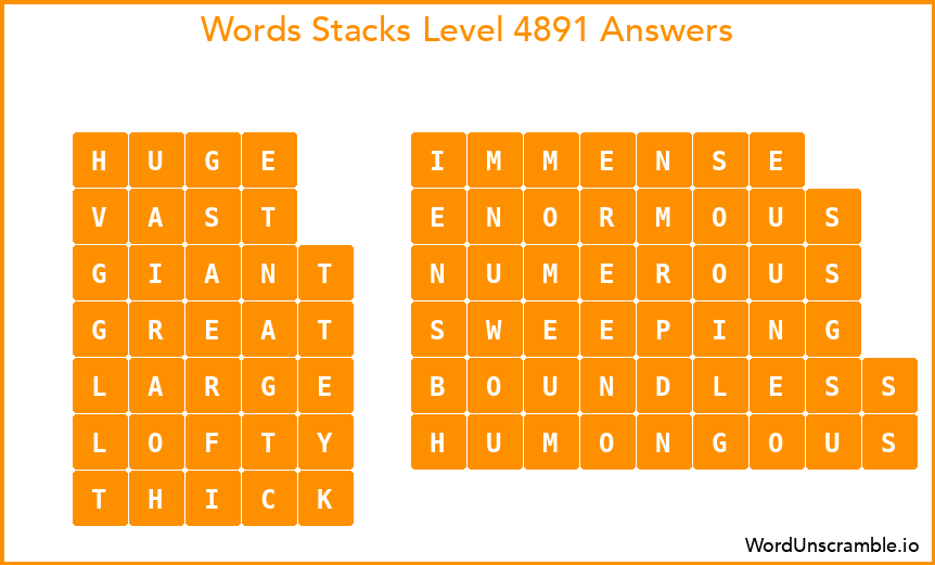 Word Stacks Level 4891 Answers