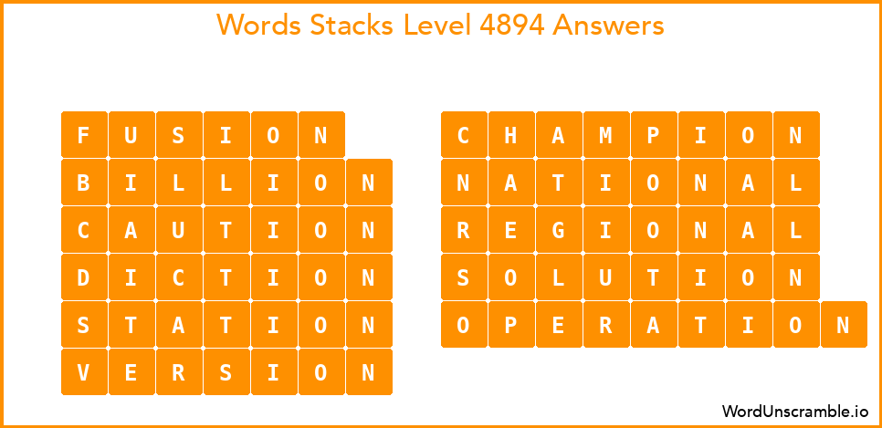 Word Stacks Level 4894 Answers