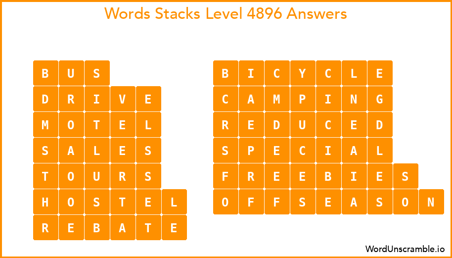 Word Stacks Level 4896 Answers