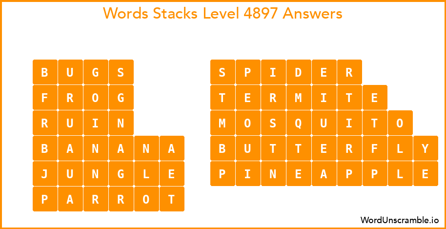 Word Stacks Level 4897 Answers