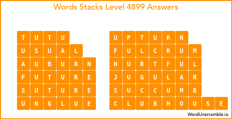 Word Stacks Level 4899 Answers