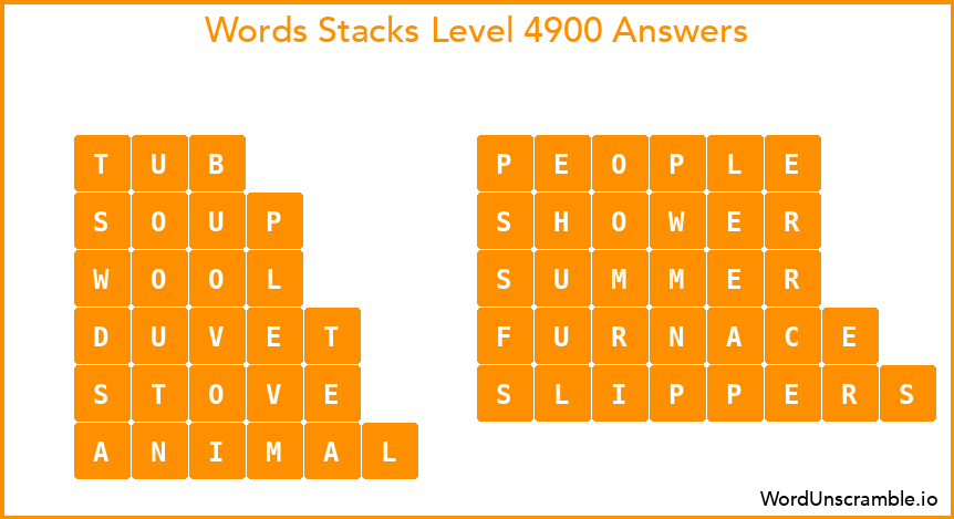 Word Stacks Level 4900 Answers