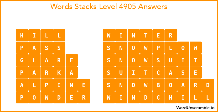 Word Stacks Level 4905 Answers
