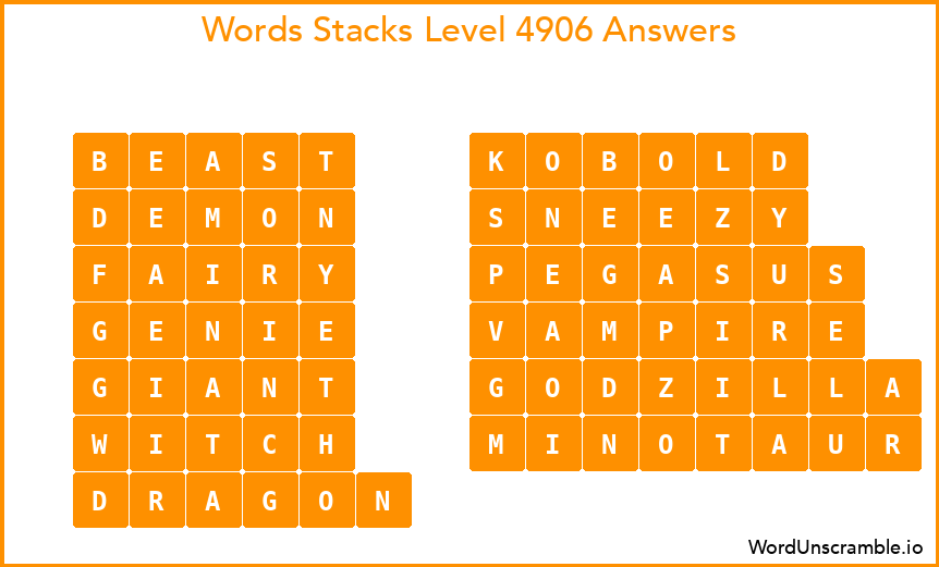 Word Stacks Level 4906 Answers