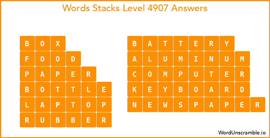 Word Stacks Level 4907 Answers