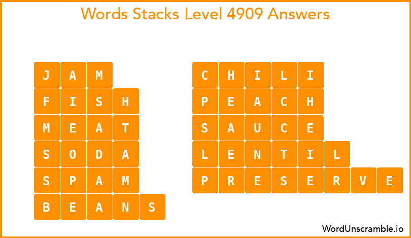 Word Stacks Level 4909 Answers