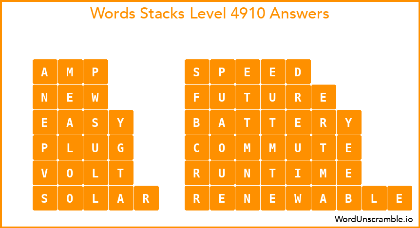 Word Stacks Level 4910 Answers