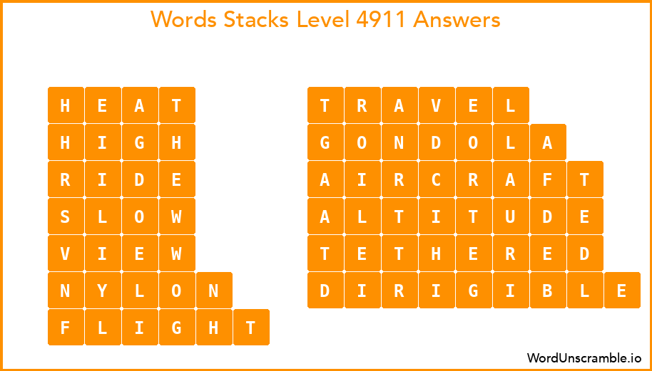 Word Stacks Level 4911 Answers