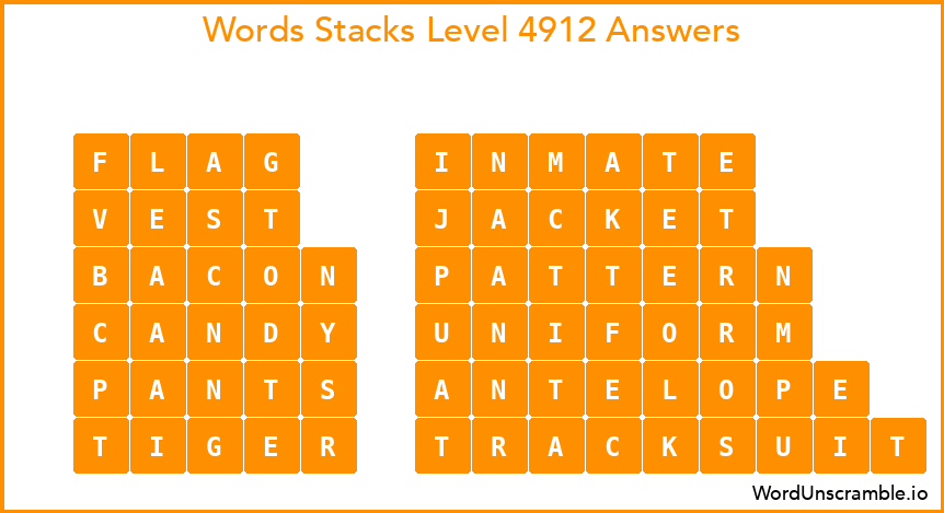 Word Stacks Level 4912 Answers