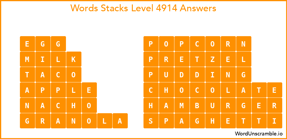 Word Stacks Level 4914 Answers