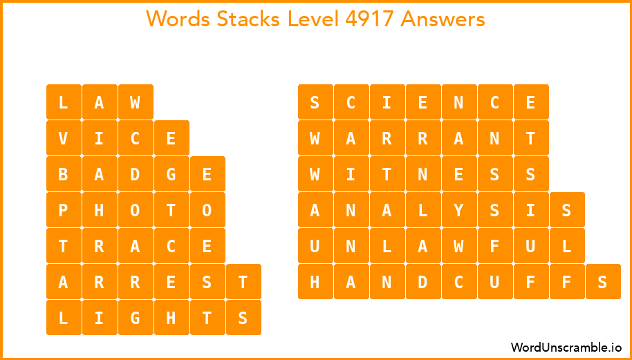 Word Stacks Level 4917 Answers