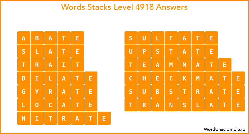 Word Stacks Level 4918 Answers