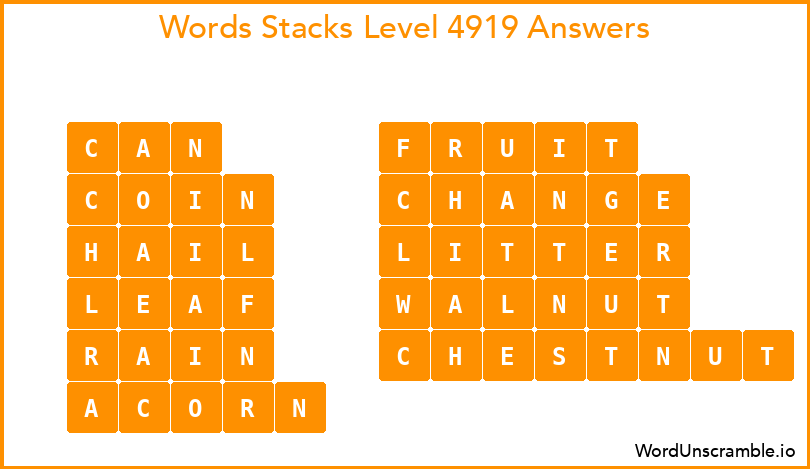 Word Stacks Level 4919 Answers