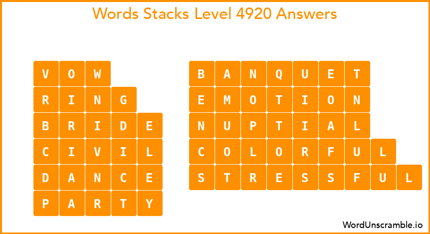 Word Stacks Level 4920 Answers