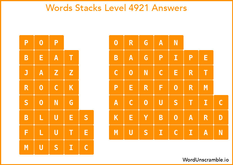 Word Stacks Level 4921 Answers