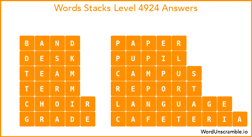 Word Stacks Level 4924 Answers