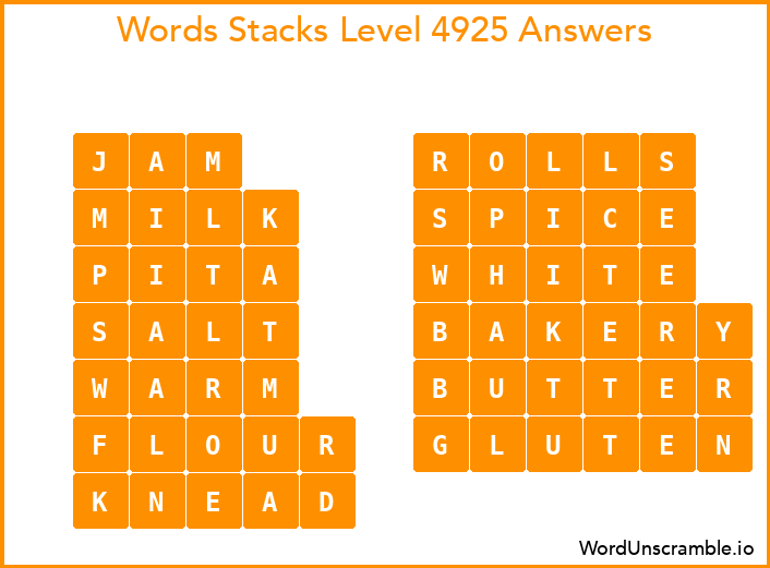 Word Stacks Level 4925 Answers