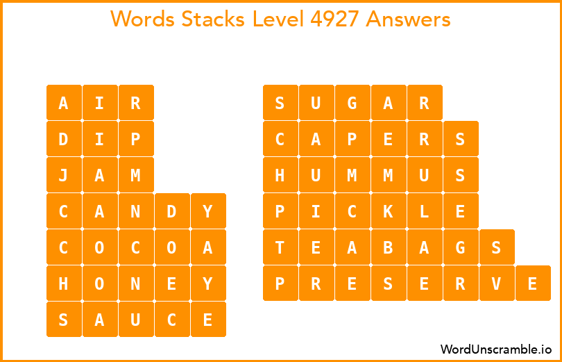 Word Stacks Level 4927 Answers