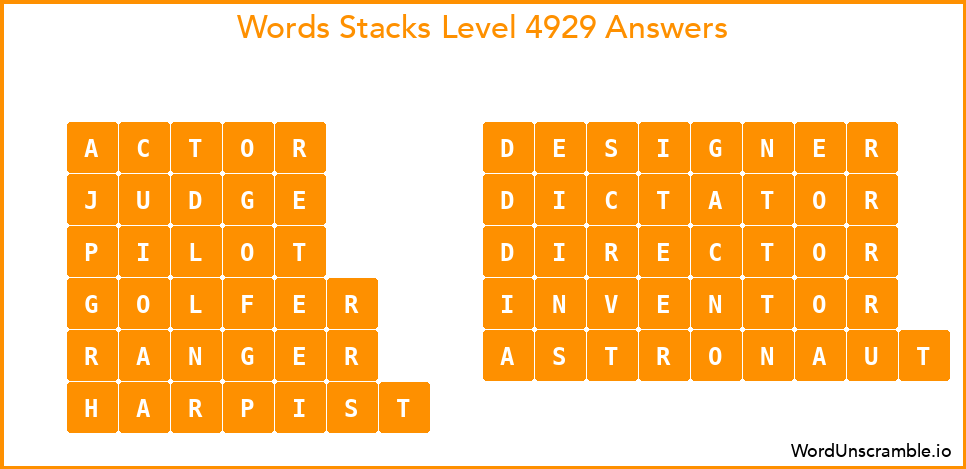 Word Stacks Level 4929 Answers