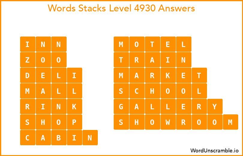 Word Stacks Level 4930 Answers