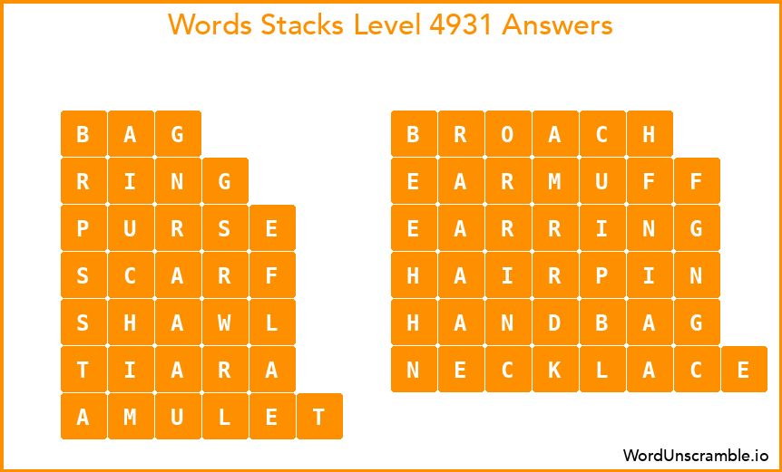 Word Stacks Level 4931 Answers
