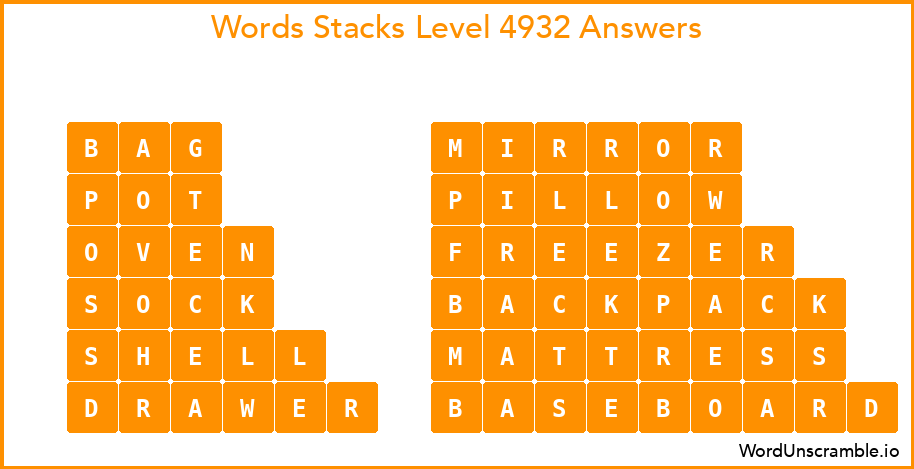 Word Stacks Level 4932 Answers