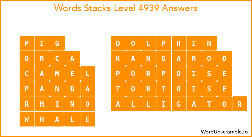 Word Stacks Level 4939 Answers