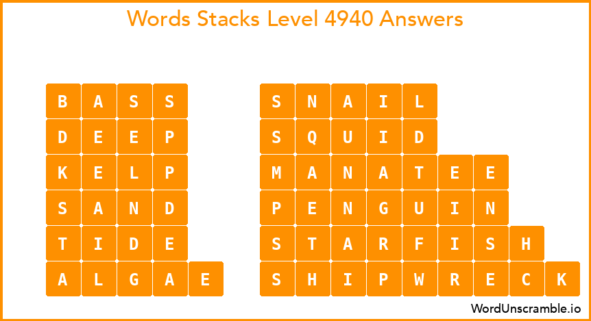 Word Stacks Level 4940 Answers