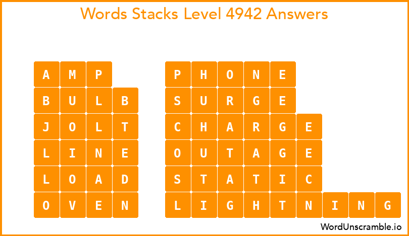 Word Stacks Level 4942 Answers
