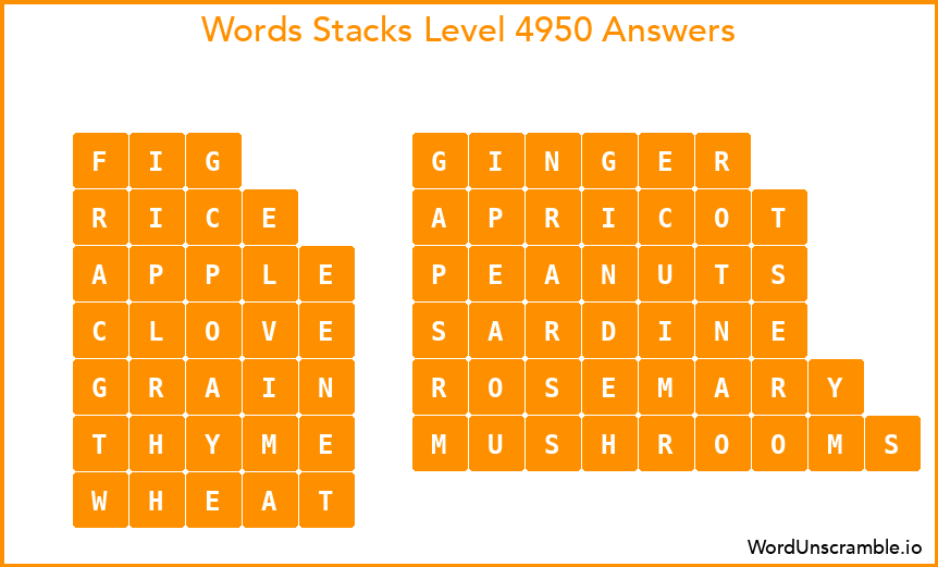 Word Stacks Level 4950 Answers