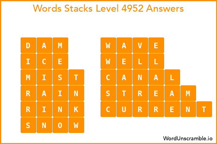 Word Stacks Level 4952 Answers
