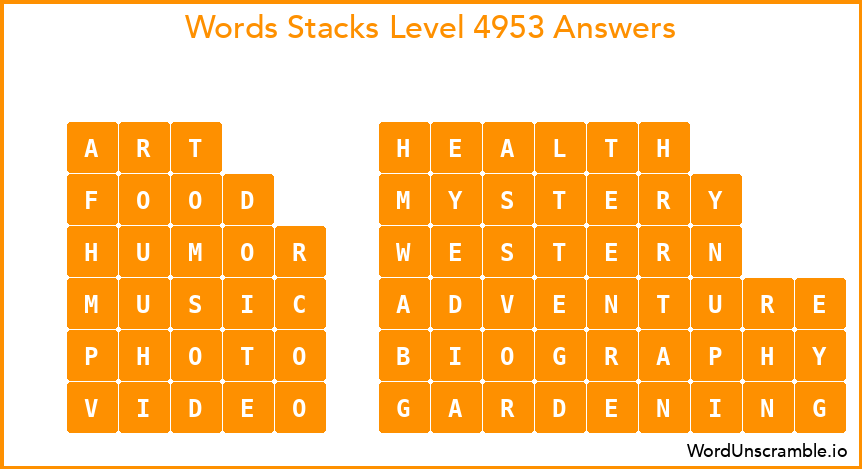Word Stacks Level 4953 Answers