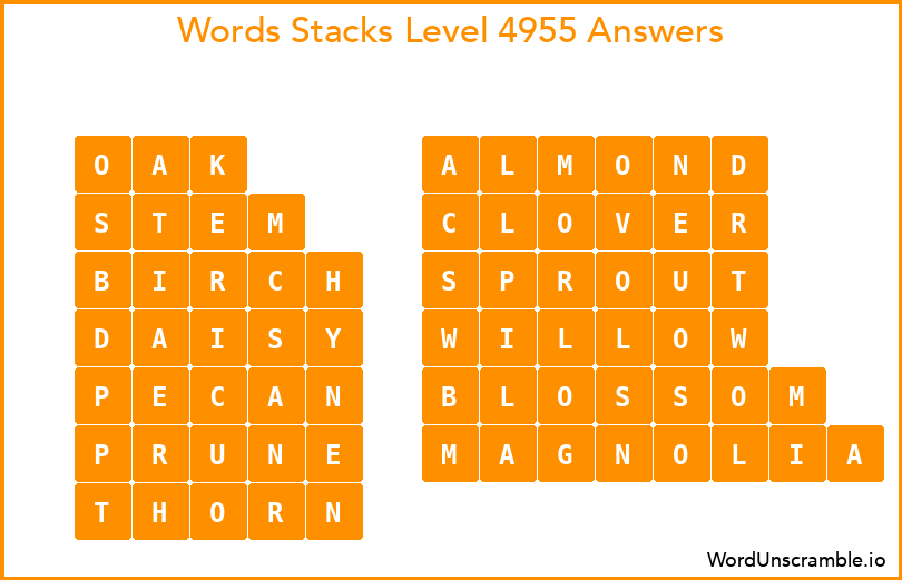 Word Stacks Level 4955 Answers